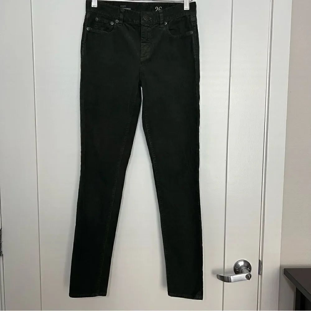J. Crew Pants Womens 26 Regular Green Midrise Toothpick Corduroy Skinny Stretch